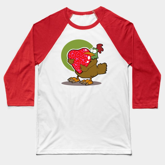 Chicken Valentine Baseball T-Shirt by RichCameron